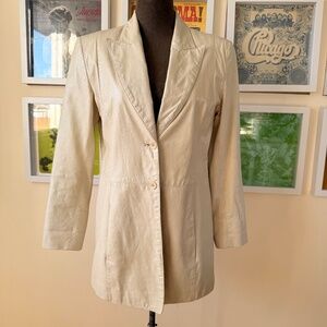 🤍 Vintage Cream Leather Blazer / Jacket 🤍